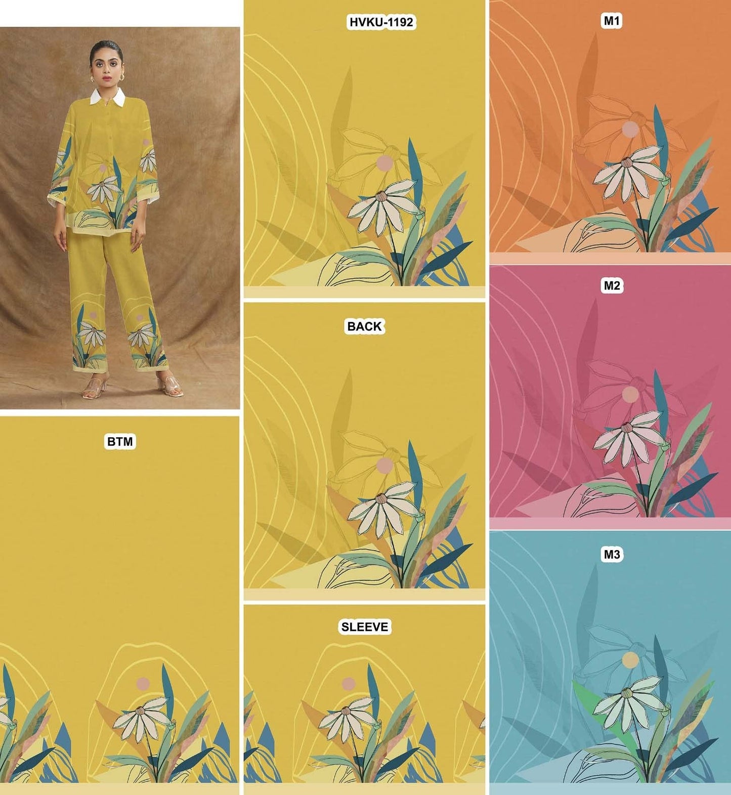 Digital Printed 2.75 metre Women’s Coord Set Piece Premium Quality Catalog 1014