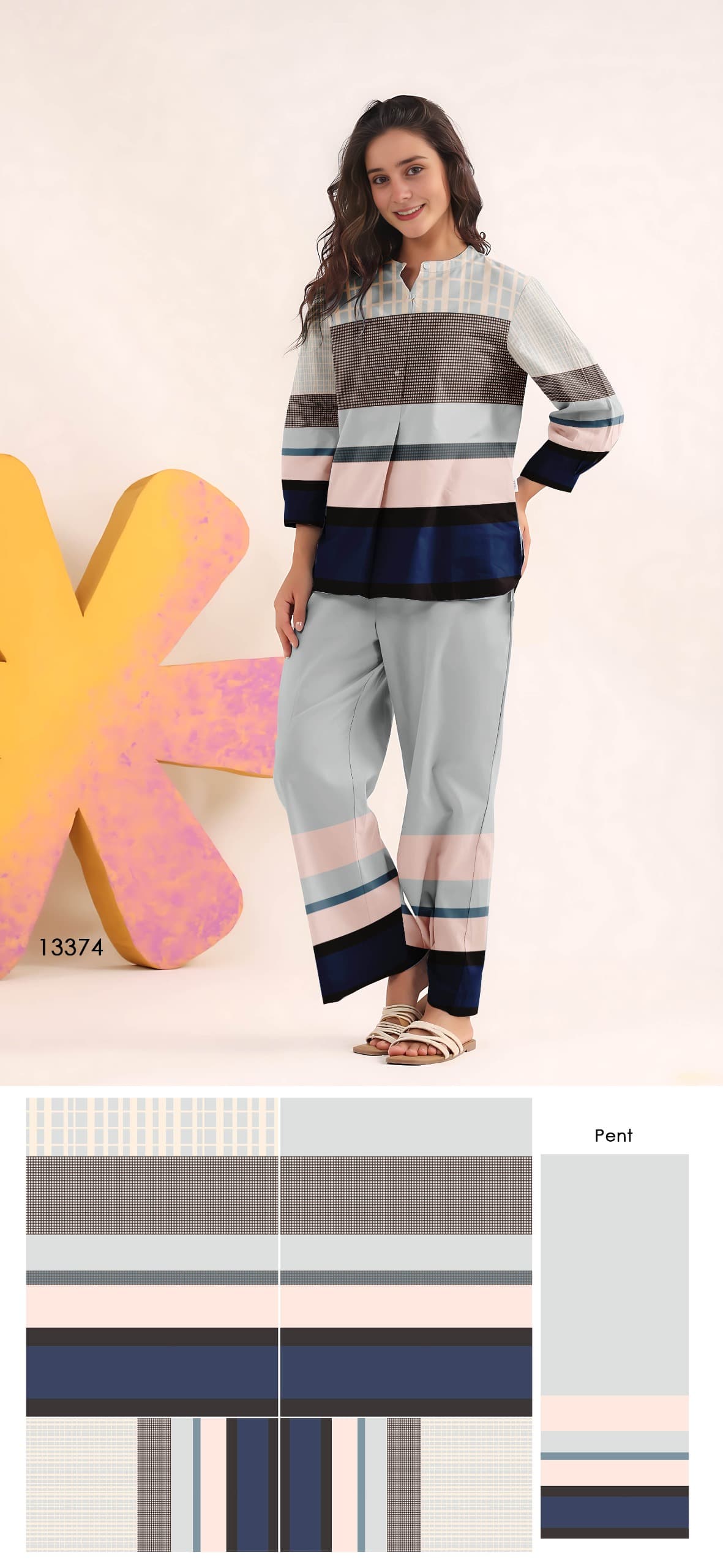 Digital Printed 2.75 metre Women’s Coord Set Piece | Premium Quality Catalog 1015