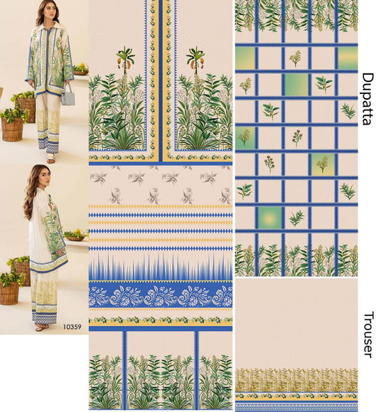 Digital Printed Unstitched Women’s Coord Set Piece Premium Quality Catalog 1013