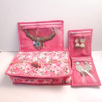 Floral Print Jewelry Organizer with 7 Detachable Pouches