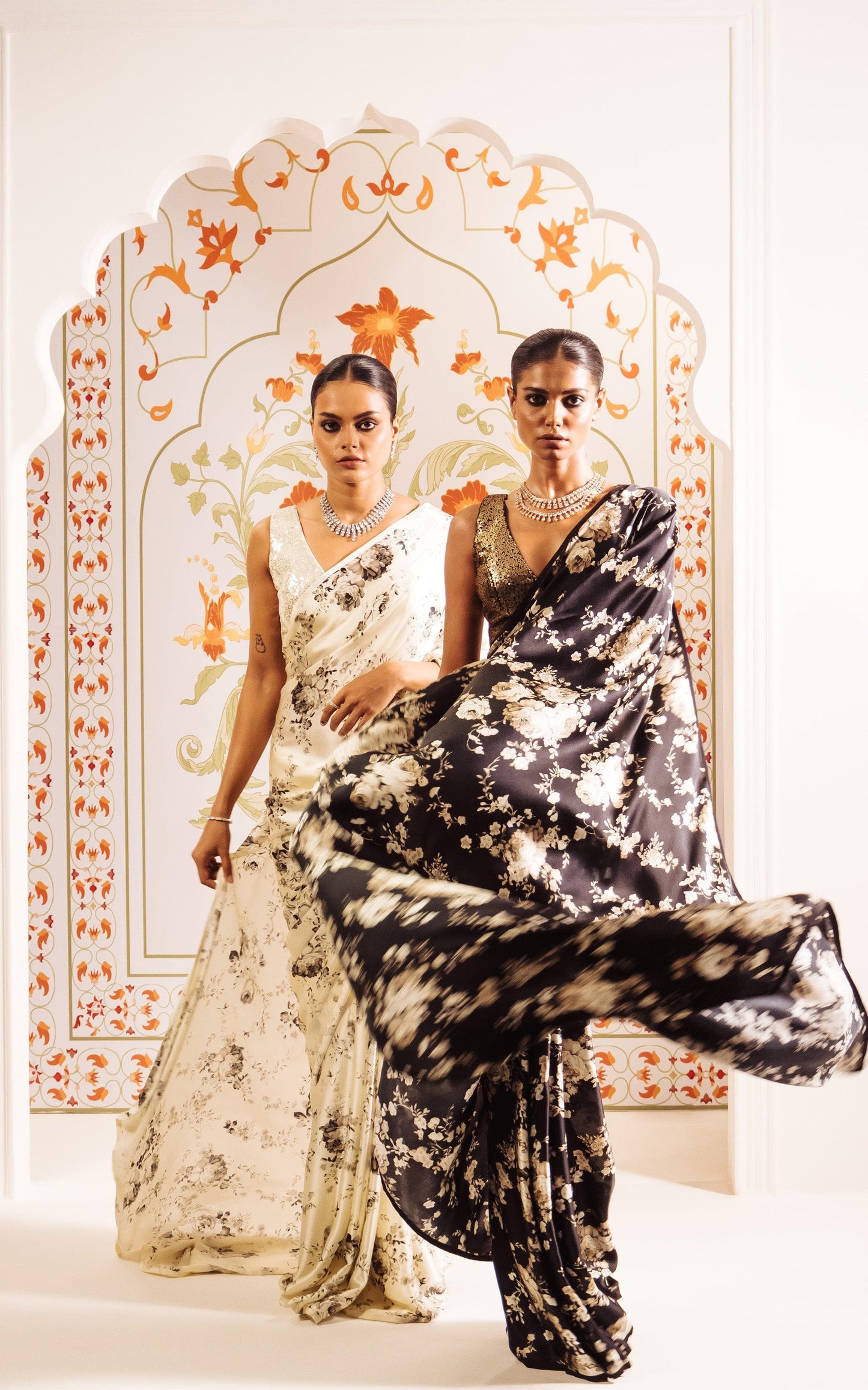 Digital Printed Premium Floral Original Japan Satin Saree