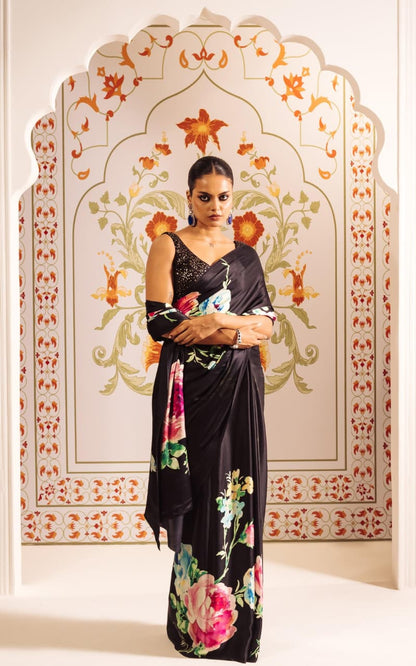 Off White Digital Printed Floral Original Japan Satin