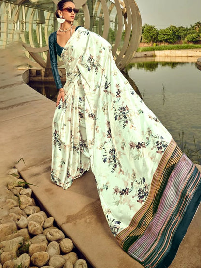 Digital Printed Original Premium Japan Satin Saree