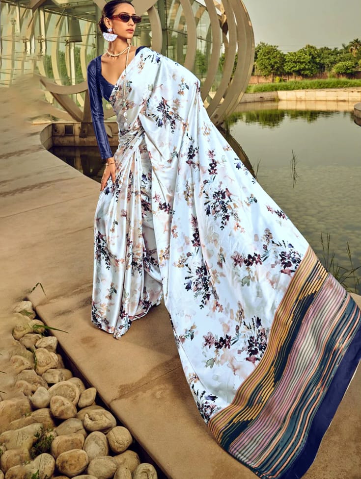 Digital Printed Original Premium Japan Satin Saree