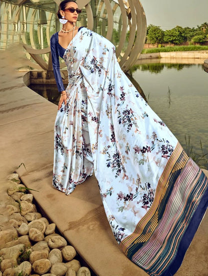 Digital Printed Original Premium Japan Satin Saree