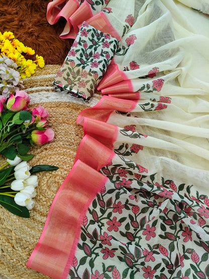 Cream Digital Print Original Japan Satin (Devsena satin)