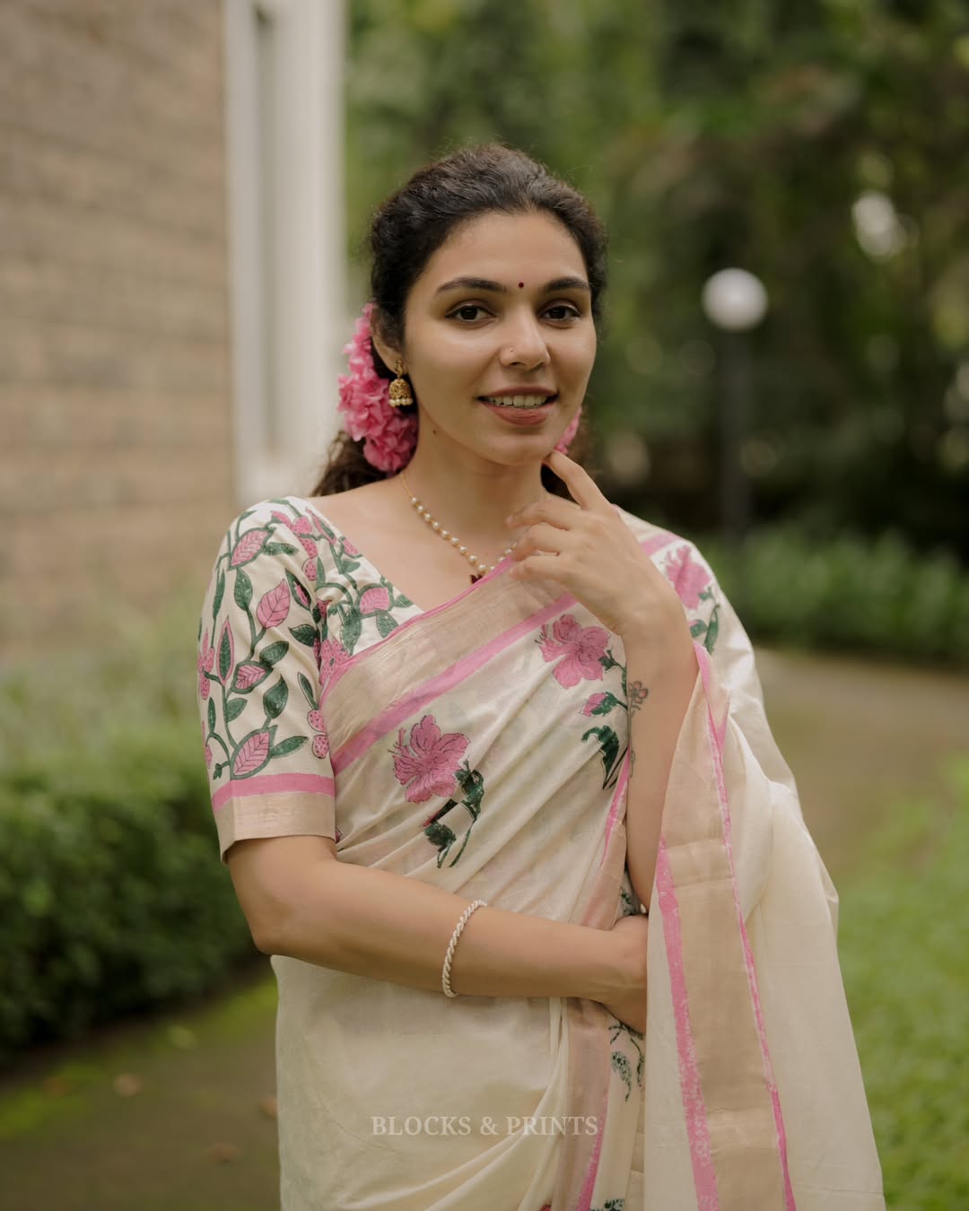 Cream Digital Print Original Japan Satin (Devsena satin)