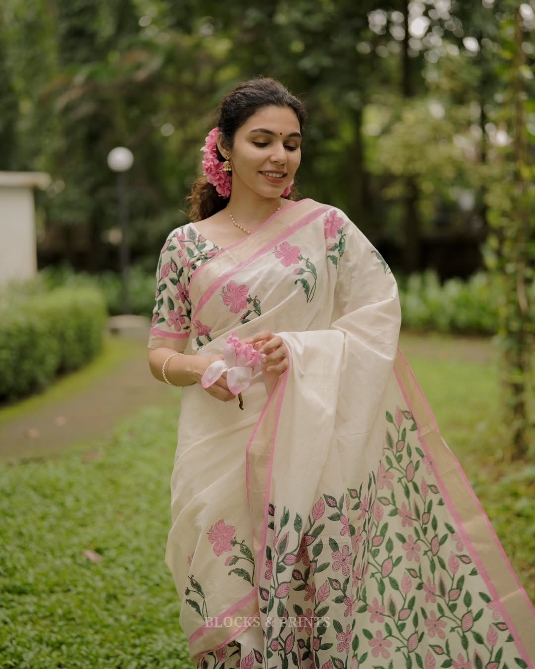 Cream Digital Print Original Japan Satin (Devsena satin)