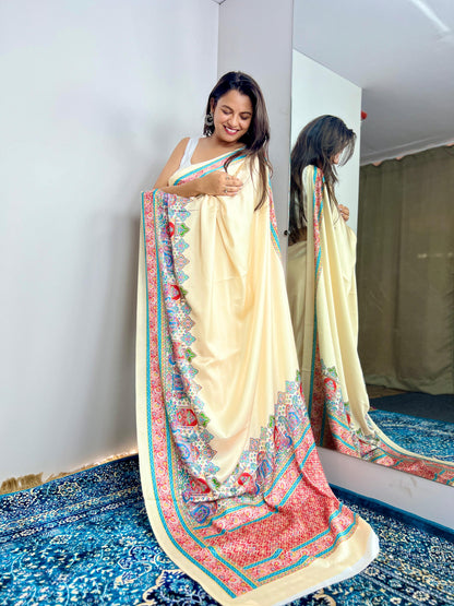 Kashmiri Pashmina Inspired Digital Print Original Japan Satin (Devsena satin)