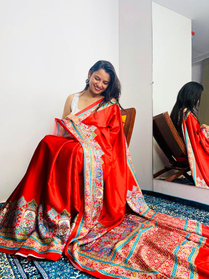 Kashmiri Pashmina Inspired Digital Print Original Japan Satin (Devsena satin)