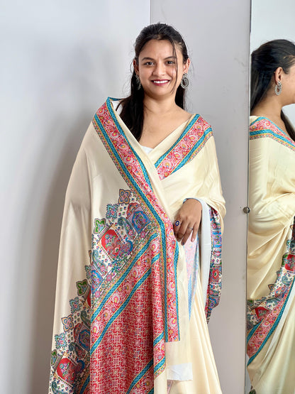 Kashmiri Pashmina Inspired Digital Print Original Japan Satin (Devsena satin)