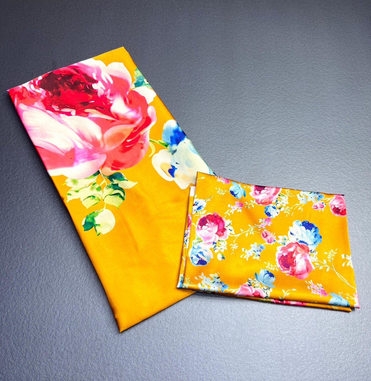 Firozi Floral Digital Printed  Original Japan Satin (Devsena satin)