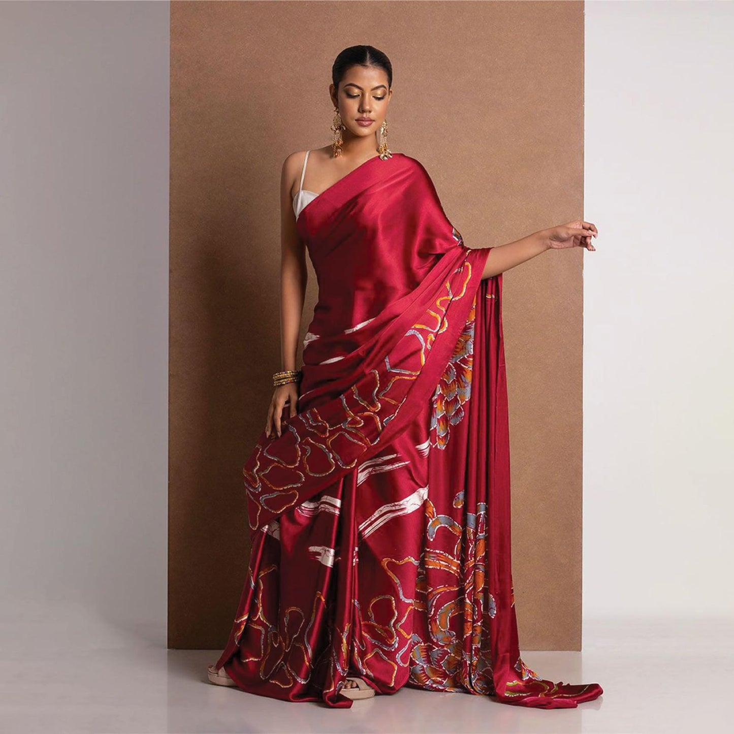 Printed Original Premium Japan Satin Saree