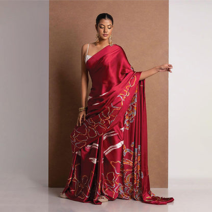 Printed Original Premium Japan Satin Saree