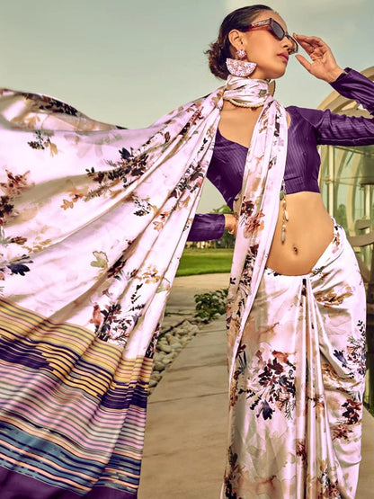 Digital Printed Original Premium Japan Satin Saree