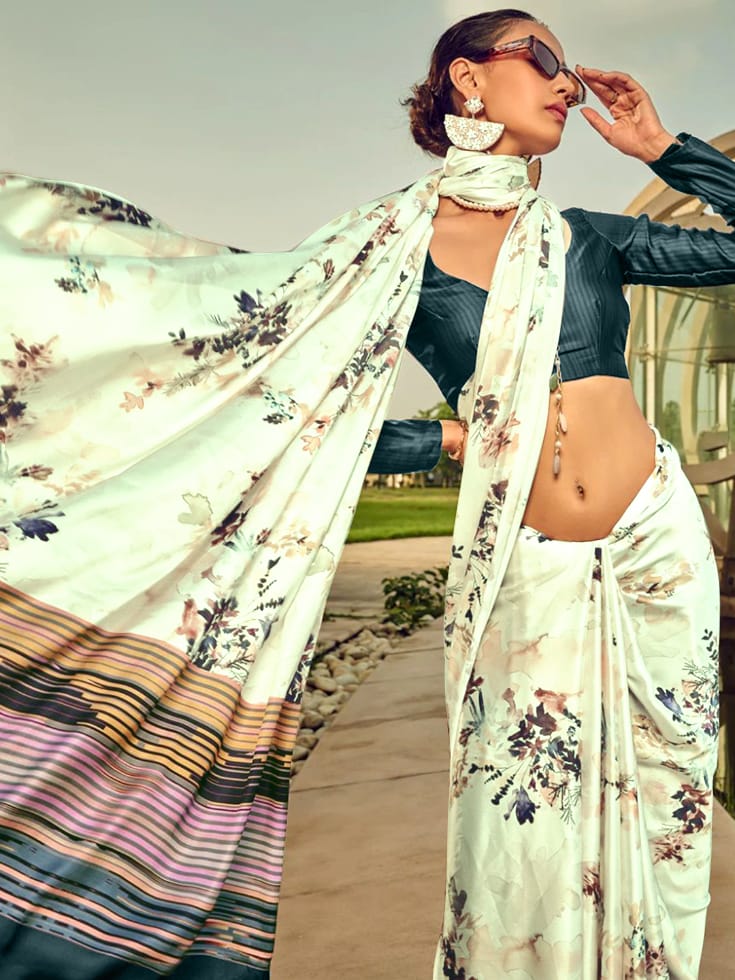 Digital Printed Original Premium Japan Satin Saree