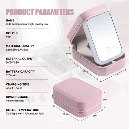 Makeup Storage Box with LED Light Mirror