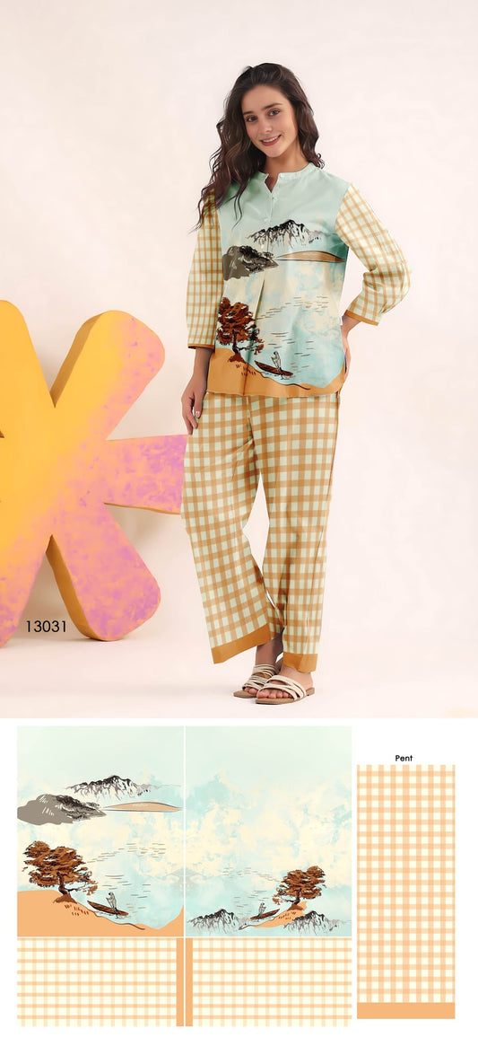 Digital Printed Women’s Coord Set Fabric – Unstitched | Free Size | Premium Quality Catalog 1001