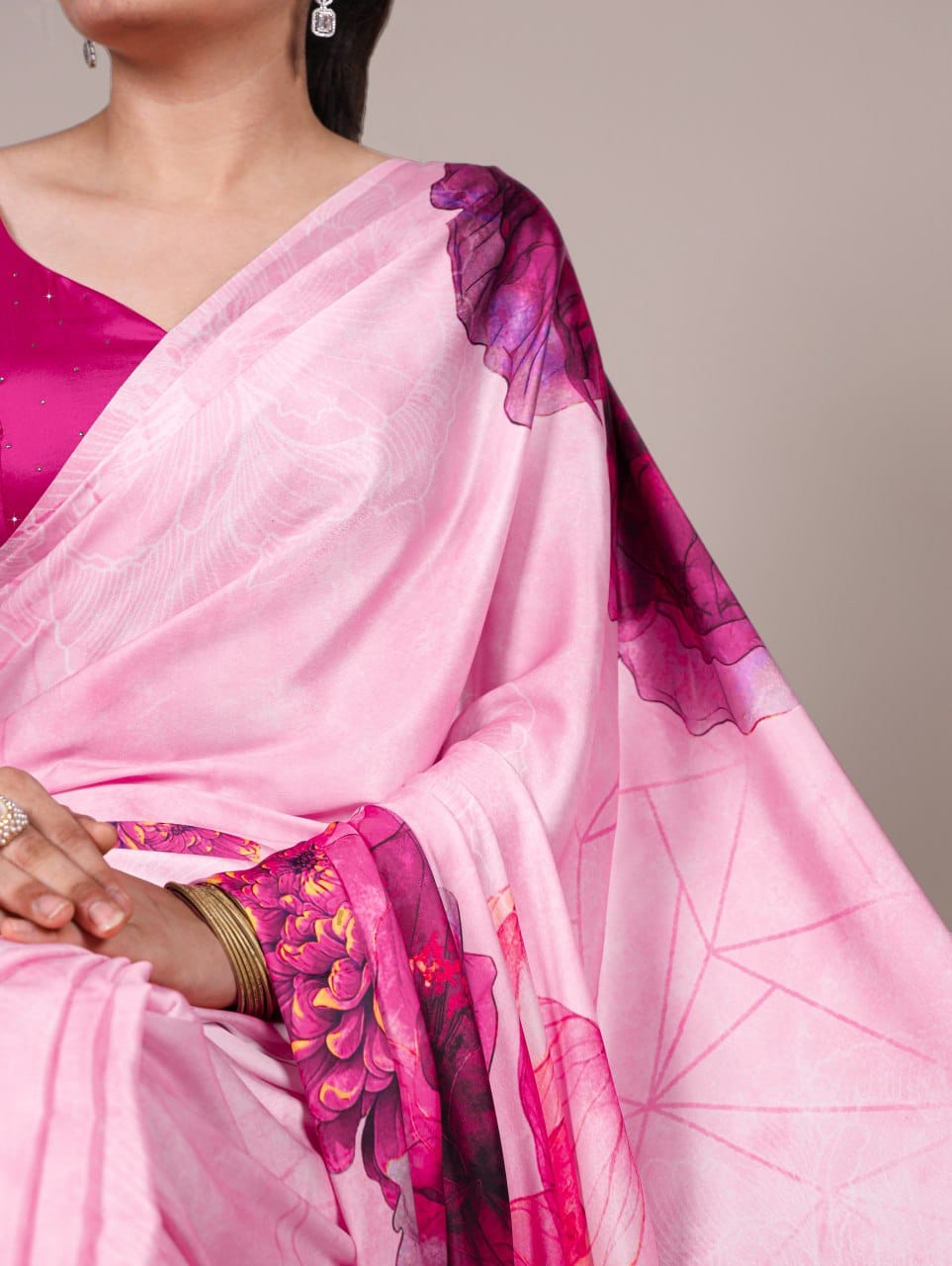 Premium Satin Silk Digital Print Saree