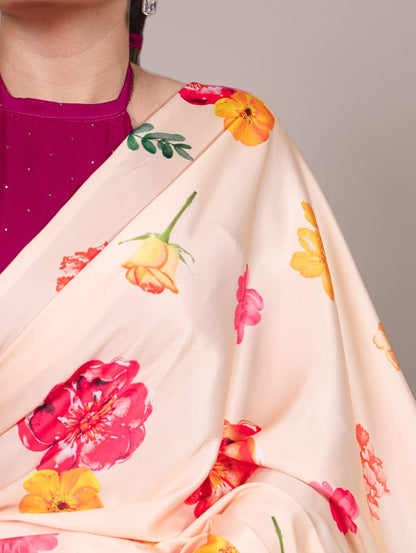 Premium Satin Silk Digital Print Saree