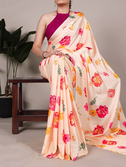 Premium Satin Silk Digital Print Saree