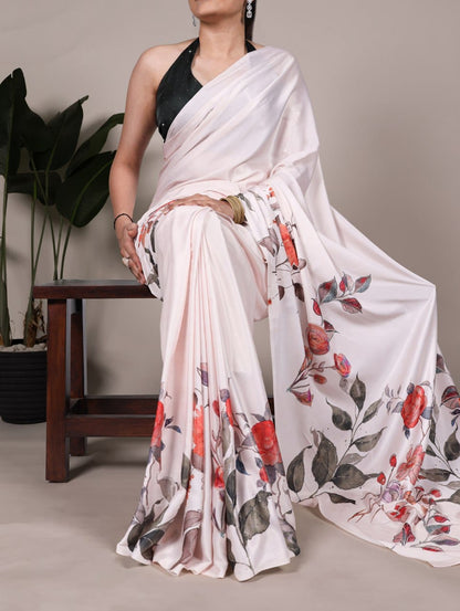 Premium Satin Silk Digital Print Saree