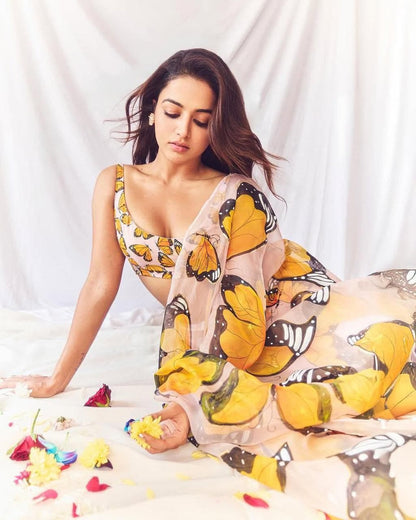 GOWN-Pure organza silk digital printed