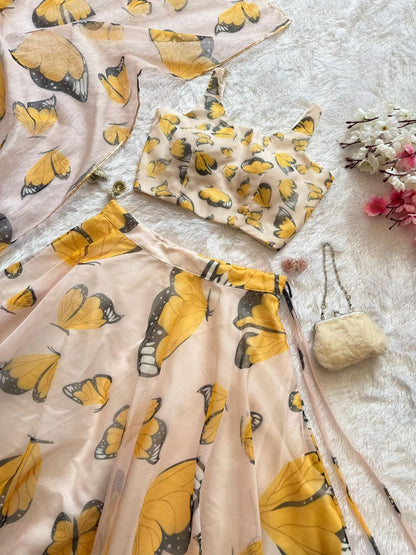 GOWN-Pure organza silk digital printed