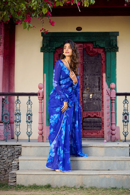 Luxurios Chiffon Foral Printed Pearl Lace Border