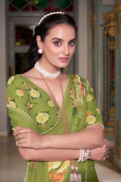 Printed with pearl lace border