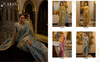 Tissue Shimmer Saree Zari Weaving Work With Sequins Lace Border